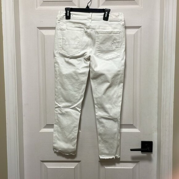American Eagle Super Stretch Jegging Crop White Denim Jeans Size 6 - Picture 5 of 10